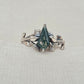 925 SOLID STERLING SILVER NATURAL MOSS AGATE GEMSTONE LEAF SILVER RING, ALL SIZES AVAILABLE