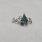 925 SOLID STERLING SILVER NATURAL MOSS AGATE GEMSTONE LEAF SILVER RING, ALL SIZES AVAILABLE