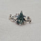 925 SOLID STERLING SILVER NATURAL MOSS AGATE GEMSTONE LEAF SILVER RING, ALL SIZES AVAILABLE