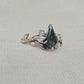 925 SOLID STERLING SILVER NATURAL MOSS AGATE GEMSTONE LEAF SILVER RING, ALL SIZES AVAILABLE