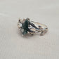 925 SOLID STERLING SILVER NATURAL MOSS AGATE GEMSTONE LEAF SILVER RING, ALL SIZES AVAILABLE