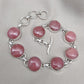 Rhodochrosite 925 Sterling Silver Bracelet: Handmade Pink Gemstone Jewelry