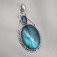 Labradorite Pendant: 925 Sterling Silver Blue Flash Boho Necklace