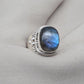 Blue Flash Labradorite 925 Sterling Silver Ring: Handmade Boho Gemstone Jewelry