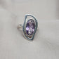 Amethyst Sterling Silver Ring: Modern Abstract Design, February Birthstone