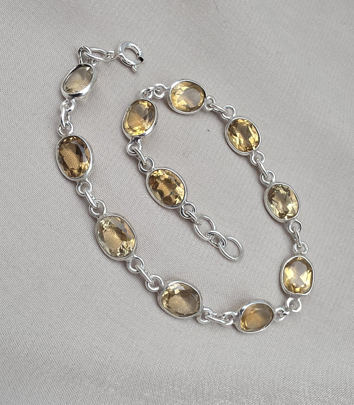 925 Sterling Silver Citrine Bracelet Yellow Gemstone Jewelry November Birthstone Gift for Her