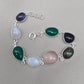 925 Sterling Silver Multi Gemstone Bracelet: Handmade Chakra Healing Crystal Jewelry