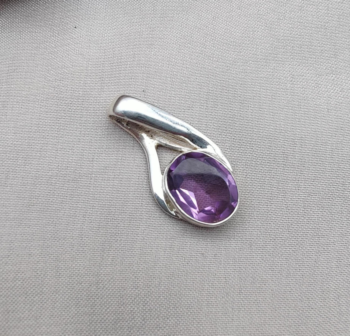 Amethyst Silver Pendant: Faceted 925 Sterling Gemstone, February Birthstone