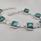 Malachite Bracelet 925 Sterling Silver Square Cabochon Link Bracelet Green Gemstone Handmade Jewelry Gift