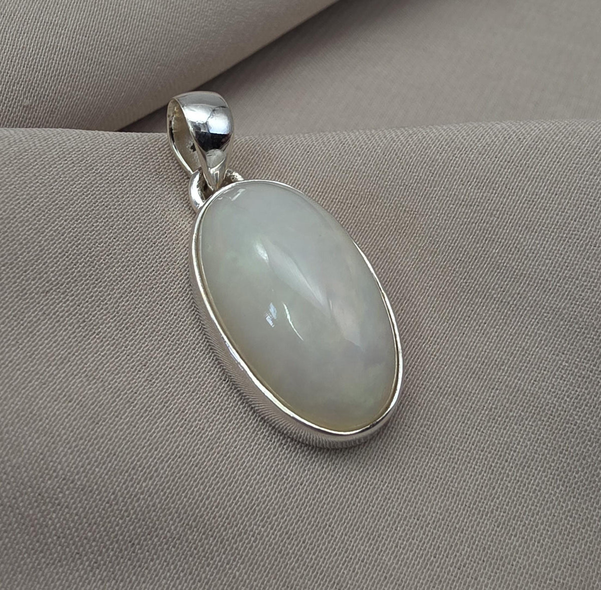 Natural White Opal Cabochon Pendant 925 Sterling Silver Handmade Oval Gemstone Jewelry Gifts