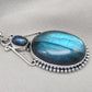 Labradorite Pendant: 925 Sterling Silver Blue Flash Boho Necklace