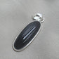 925 Sterling Silver Black Onyx Pendant, Long Oval Cabochon Gemstone Necklace