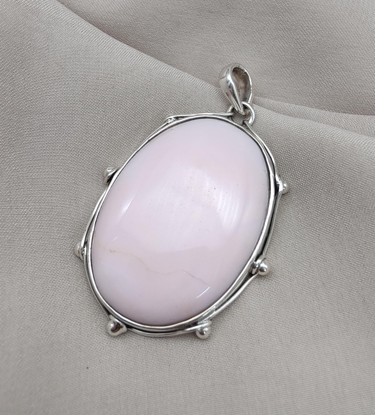 Natural Pink Opal 925 Sterling Silver Pendant: Handmade Oval Gemstone Necklace
