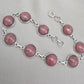 Rhodochrosite Bracelet 925 Sterling Silver Round Cabochon Pink Gemstone Link Bracelet Handmade Jewelry