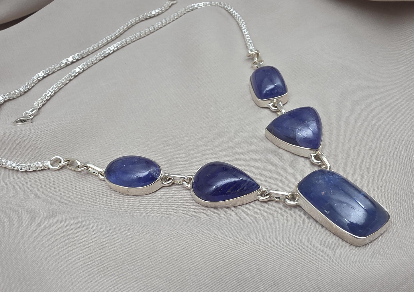 Natural Tanzanite Necklace 925 Sterling Silver Blue Gemstone Statement Jewelry Gift for Her