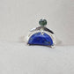 Lapis Lazuli Ring 925 Sterling Silver Dual Stone Moss Agate Statement Ring