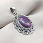 Purple Copper Turquoise Pendant: Sterling Silver Boho Statement Necklace