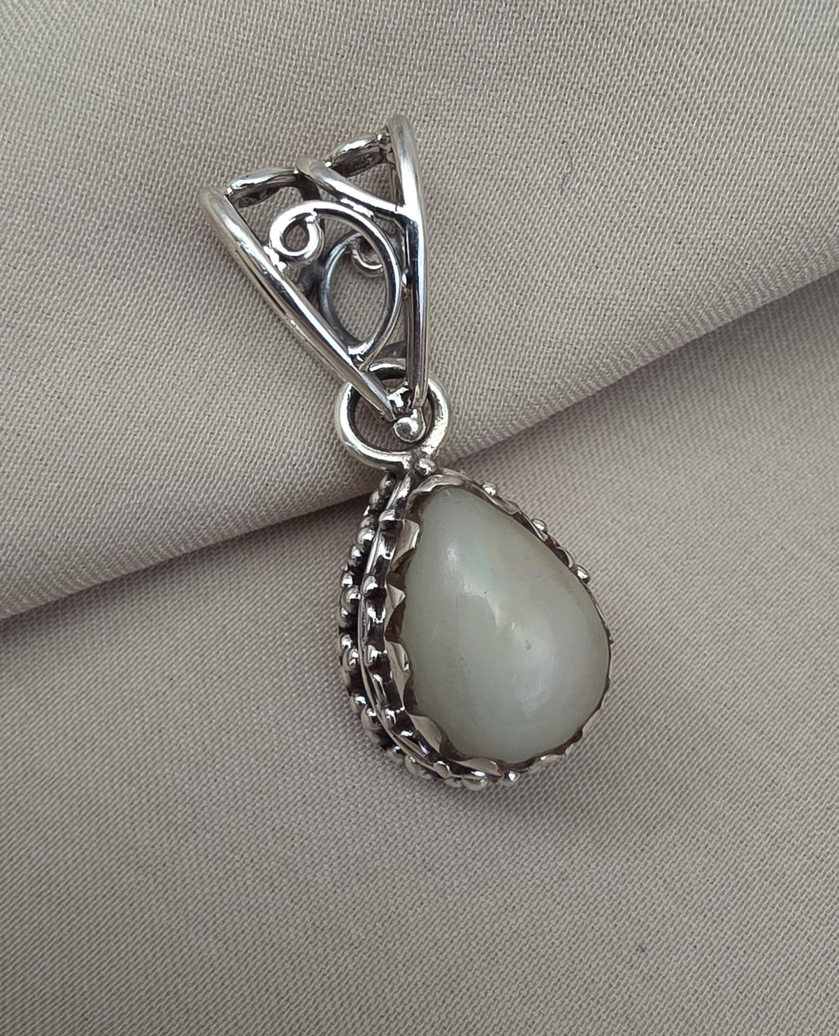 Ethiopian Opal Pear Pendant 925 Sterling Silver Handmade Cabochon Gemstone Jewelry October Birthstone