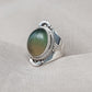 Fluorite Sterling Silver Ring: Green-Gold Crystal, Boho Healing Jewelry
