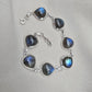 Natural Labradorite Bracelet 925 Sterling Silver, Blue Flash Labradorite Gemstone Jewelry Birthstone Gifts