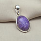 925 Sterling Silver Charoite Pendant: Purple Gemstone Necklace Handmade Jewelry