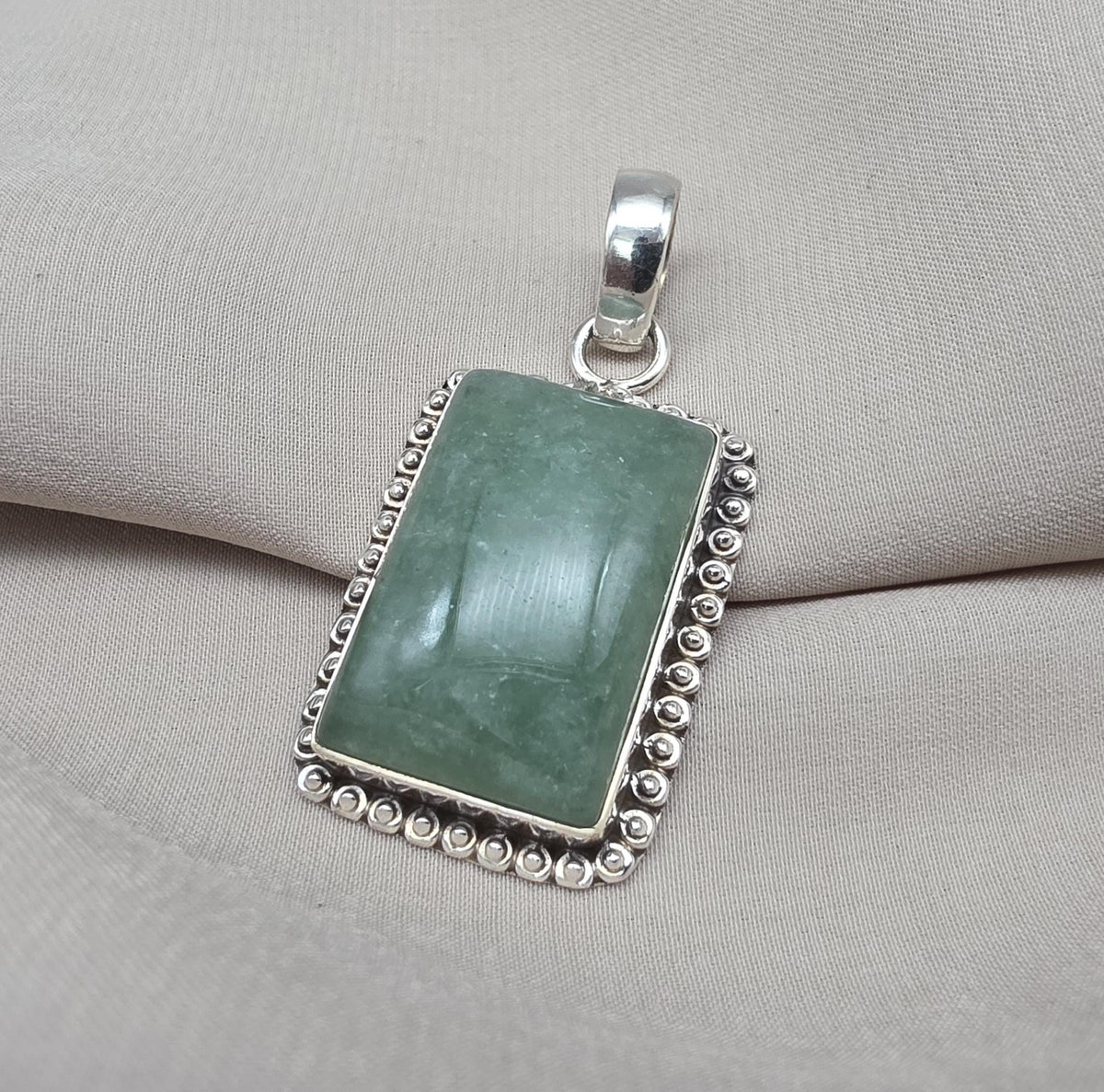 Green Aventurine Pendant 925 Sterling Silver May Birthstone Necklace Healing Heart Chakra Jewelry