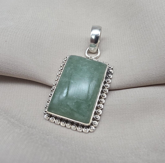 Green Aventurine Pendant 925 Sterling Silver May Birthstone Necklace Healing Heart Chakra Jewelry
