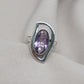 Amethyst Sterling Silver Ring: Modern Abstract Design, February Birthstone