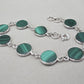 Malachite Bracelet 925 Sterling Silver Round Cabochon Green Gemstone Link Bracelet Handmade Jewelry