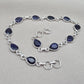925 Sterling Silver Sapphire Bracelet Natural Blue Gemstone Pear Link Jewelry