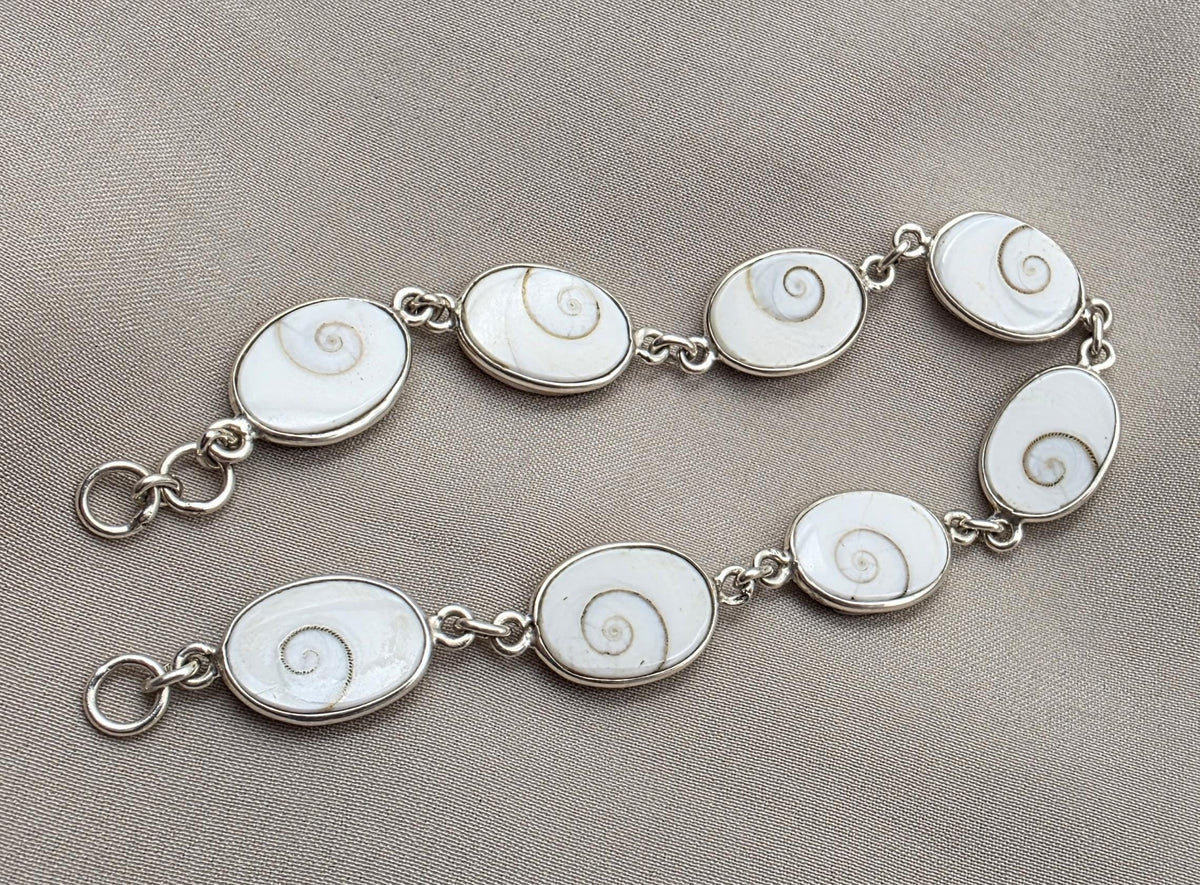 925 Silver Shiva Eye Bracelet Shell Bracelet Spiritual Protection Handmade Jewelry Gift for Her