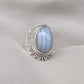 Blue Lace Agate Ring: Sterling Silver Boho Statement Ring