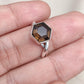 Smoky Quartz Hexagon Ring: 925 Sterling Silver Twisted Band