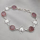 Pink Strawberry Quartz 925 Sterling Silver Bracelet | Handmade Adjustable Gemstone Jewelry Gift for Women