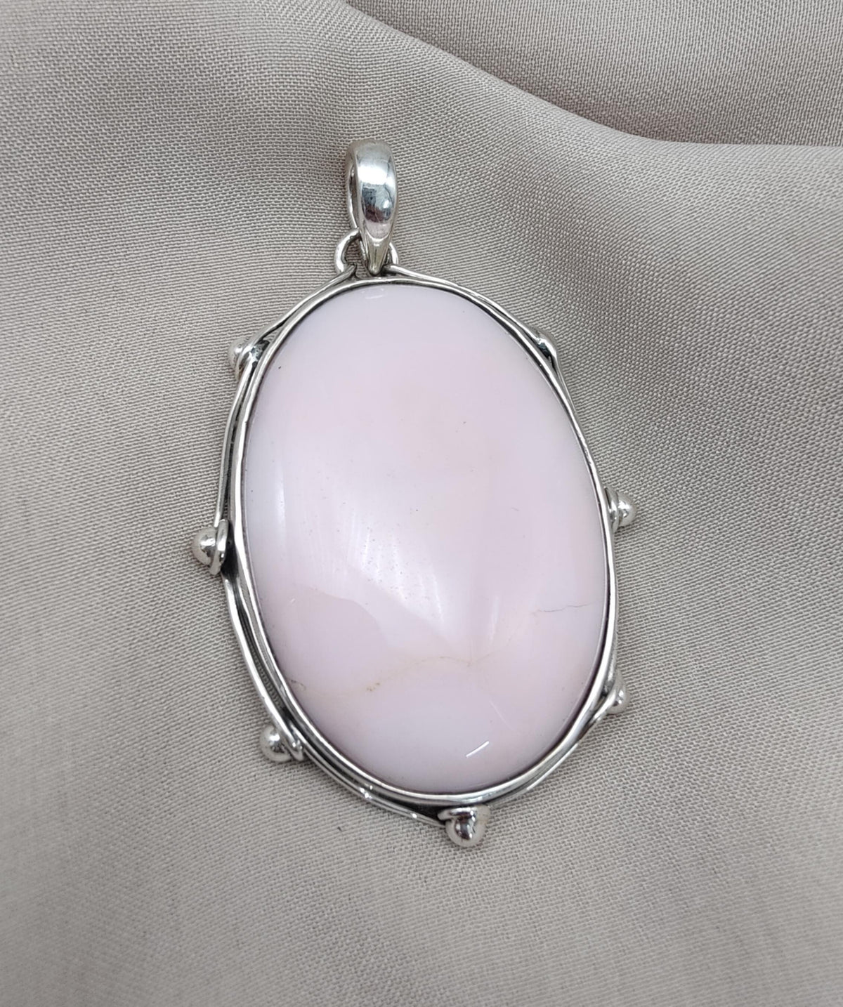 Natural Pink Opal 925 Sterling Silver Pendant: Handmade Oval Gemstone Necklace