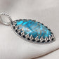 Blue Copper Turquoise Pendant: Sterling Silver Marquise Boho Necklace