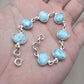 Natural Larimar Handmade  Bracelet : 925 Sterling Silver Blue Gemstone Adjustable Bracelet
