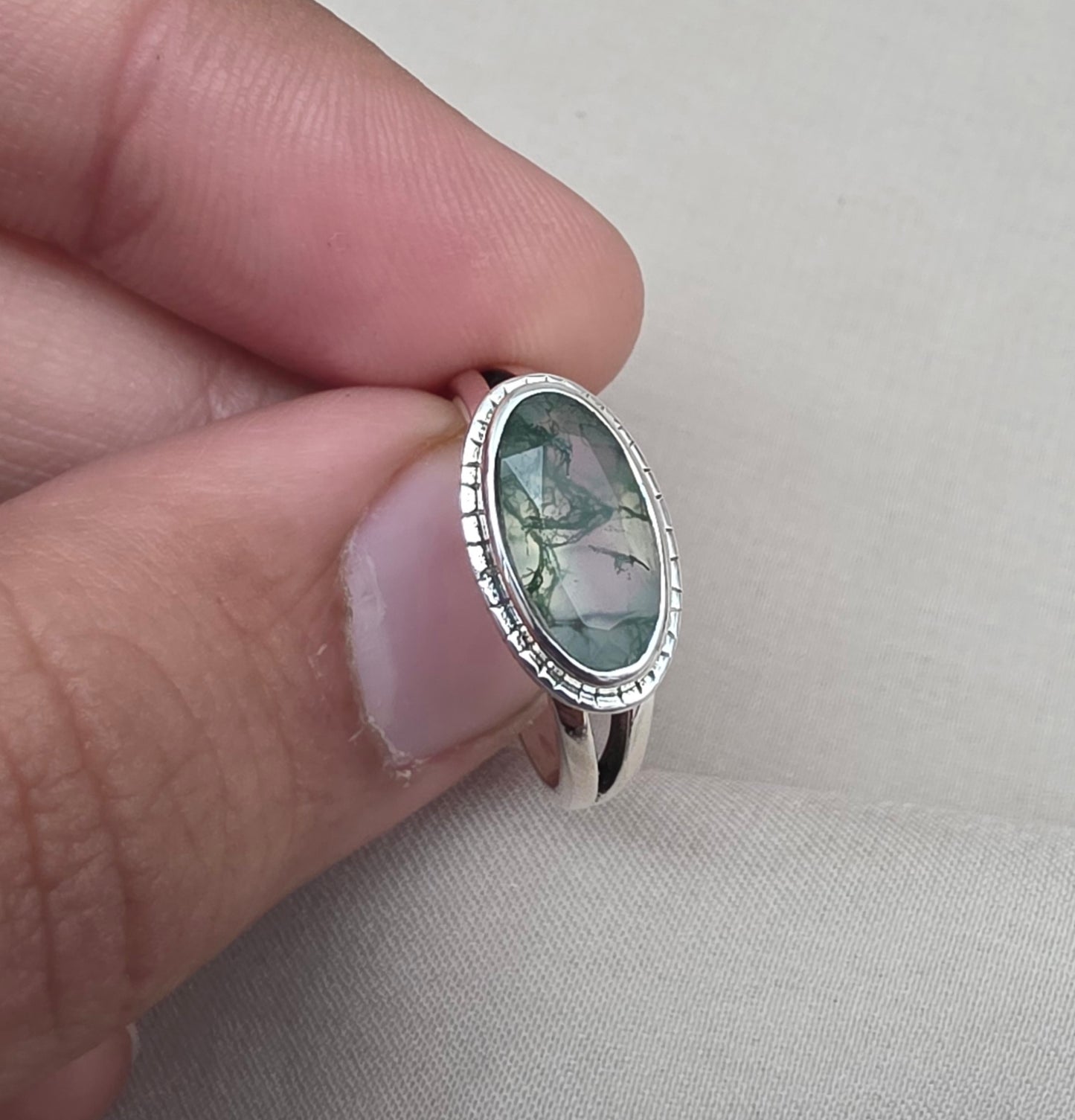 925 SOLID STERLING SILVER NATURAL MOSS AGATE GEMSTONE HANDMADE RING, ALL SIZES AVAILABLE (Copy) (Copy)