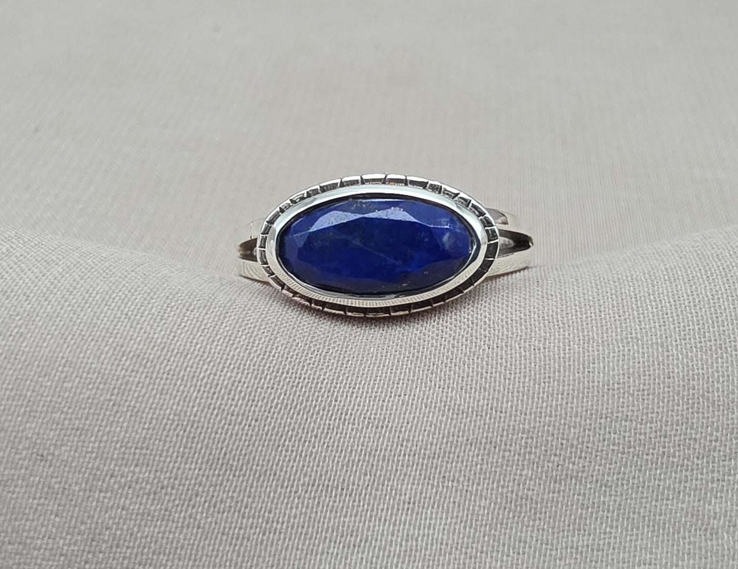 925 SOLID STERLING SILVER NATURAL LAPIS LAZULI GEMSTONE HANDMADE RING, ALL SIZES AVAILABLE