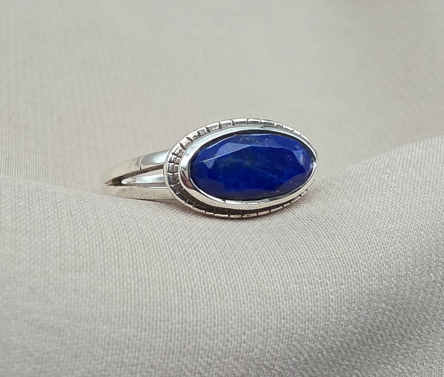 925 SOLID STERLING SILVER NATURAL LAPIS LAZULI GEMSTONE HANDMADE RING, ALL SIZES AVAILABLE