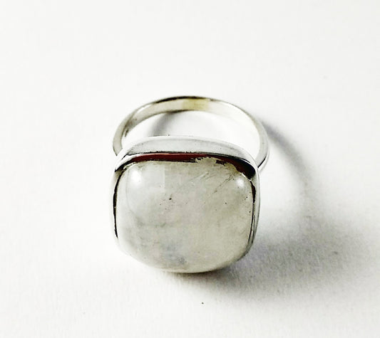 925 SOLID STERLING SILVER NATURAL RAINBOW MOONSTONE GEMSTONES HANDMADE RING, ALL SIZES AVAILABLE