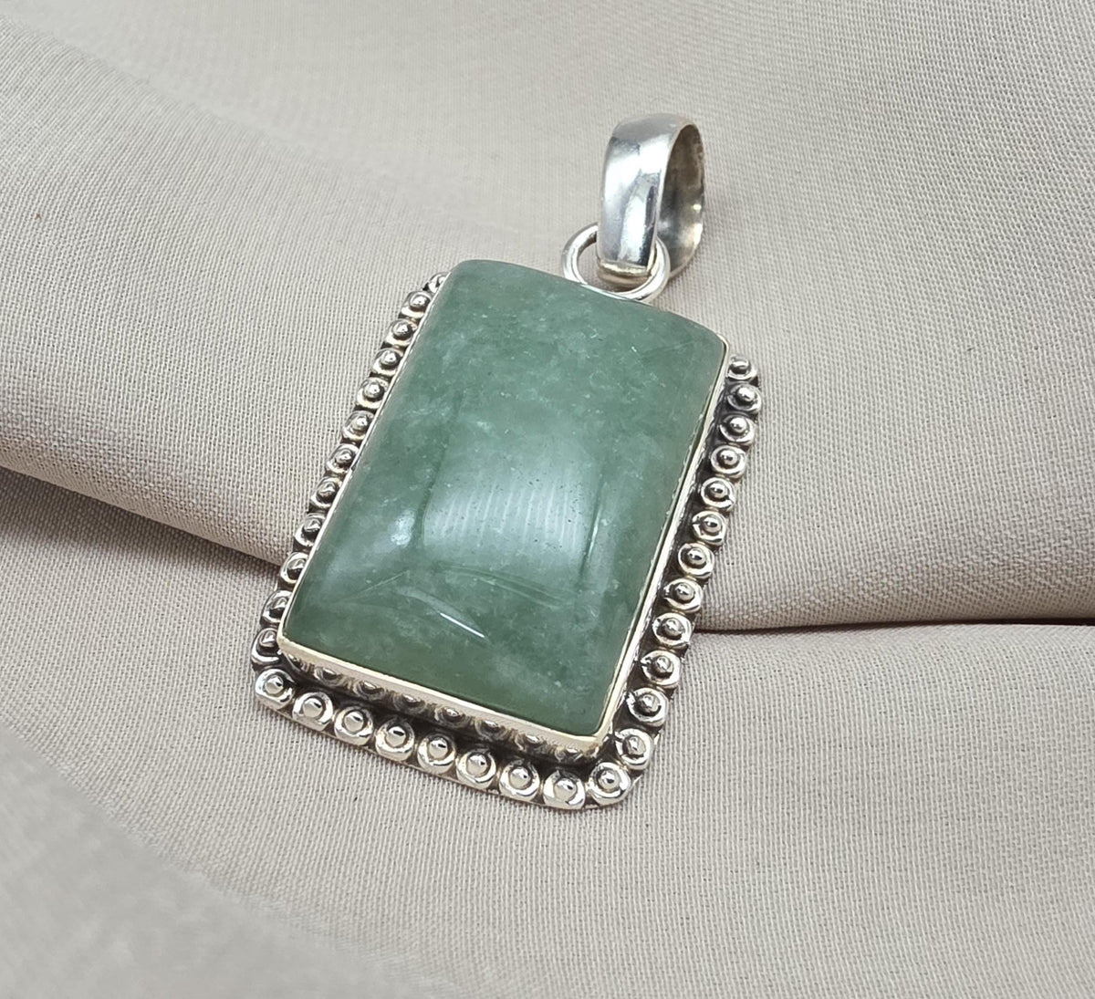 Green Aventurine Pendant 925 Sterling Silver May Birthstone Necklace Healing Heart Chakra Jewelry