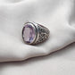 Amethyst Plaster Ring: Handmade 925 Sterling Silver Statement Jewelry