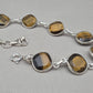 925 Sterling Silver Tiger Eye Bracelet Faceted Cushion Cut Gemstone Bracelet Gift for Her
