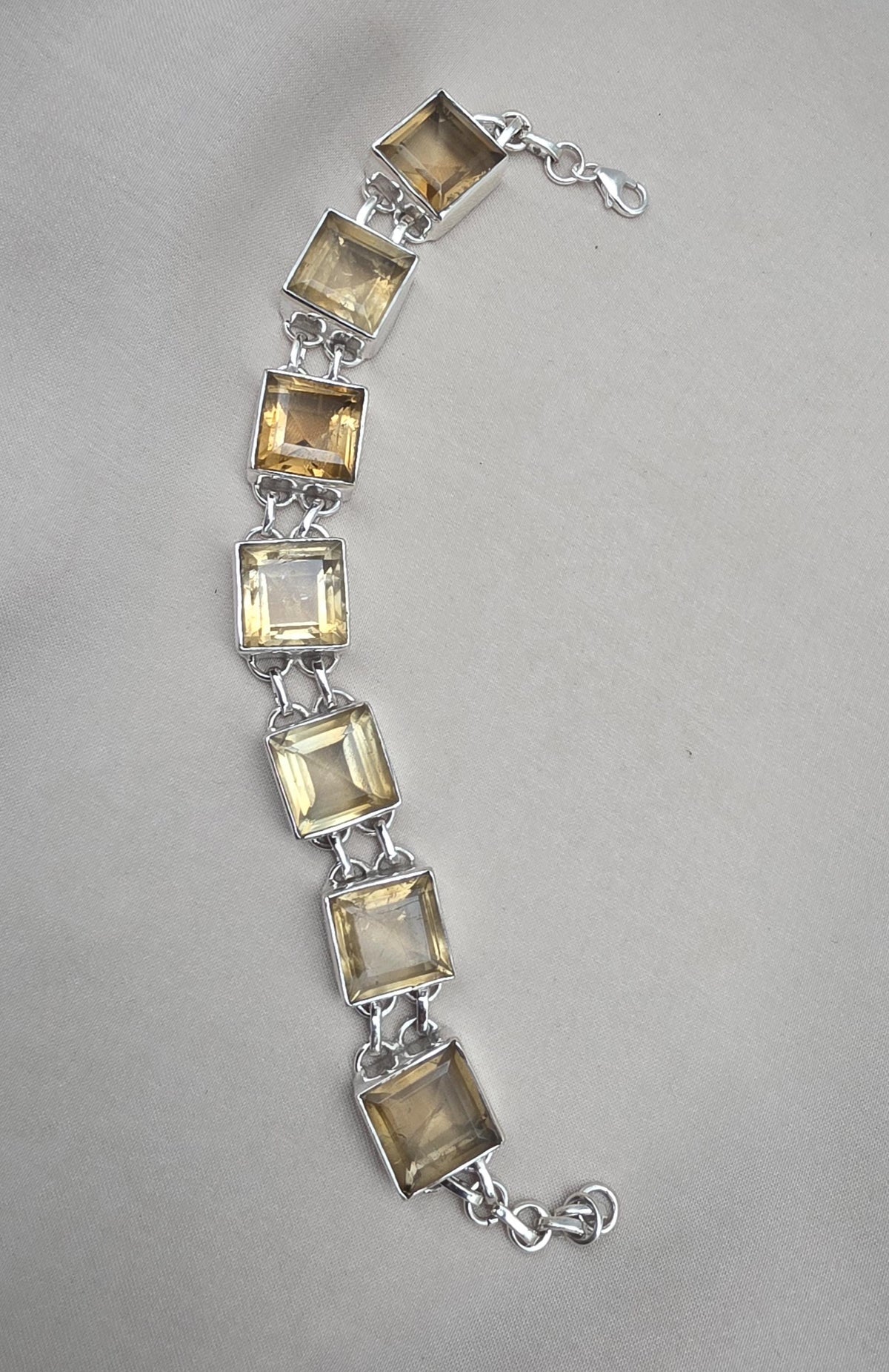 Citrine 925 Sterling Silver Bracelet Natural Gemstone Handmade Jewelry