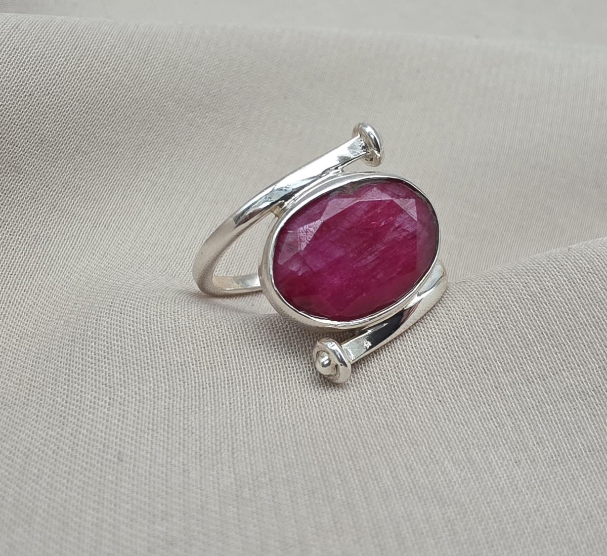 Natural Ruby Ring: Handmade 925 Sterling Silver Boho Statement Ring July Birthstone