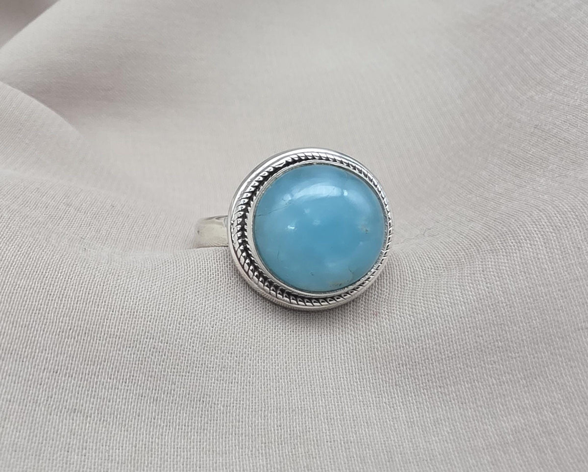 925 Sterling Silver Smithsonite Ring Natural Blue Gemstone Handmade Statement Ring