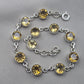 925 Sterling Silver Citrine Bracelet Natural Yellow Gemstone Link Jewelry