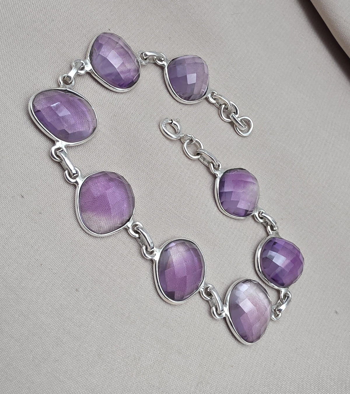 Amethyst 925 Sterling Silver Bracelet Handmade Natural Gemstone