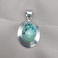 Tibetan Turquoise Pendant: Sterling Silver Boho Necklace, Handmade